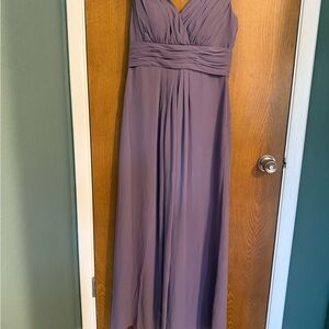 Bill Levkoff Purple Ruched Maxi Gown